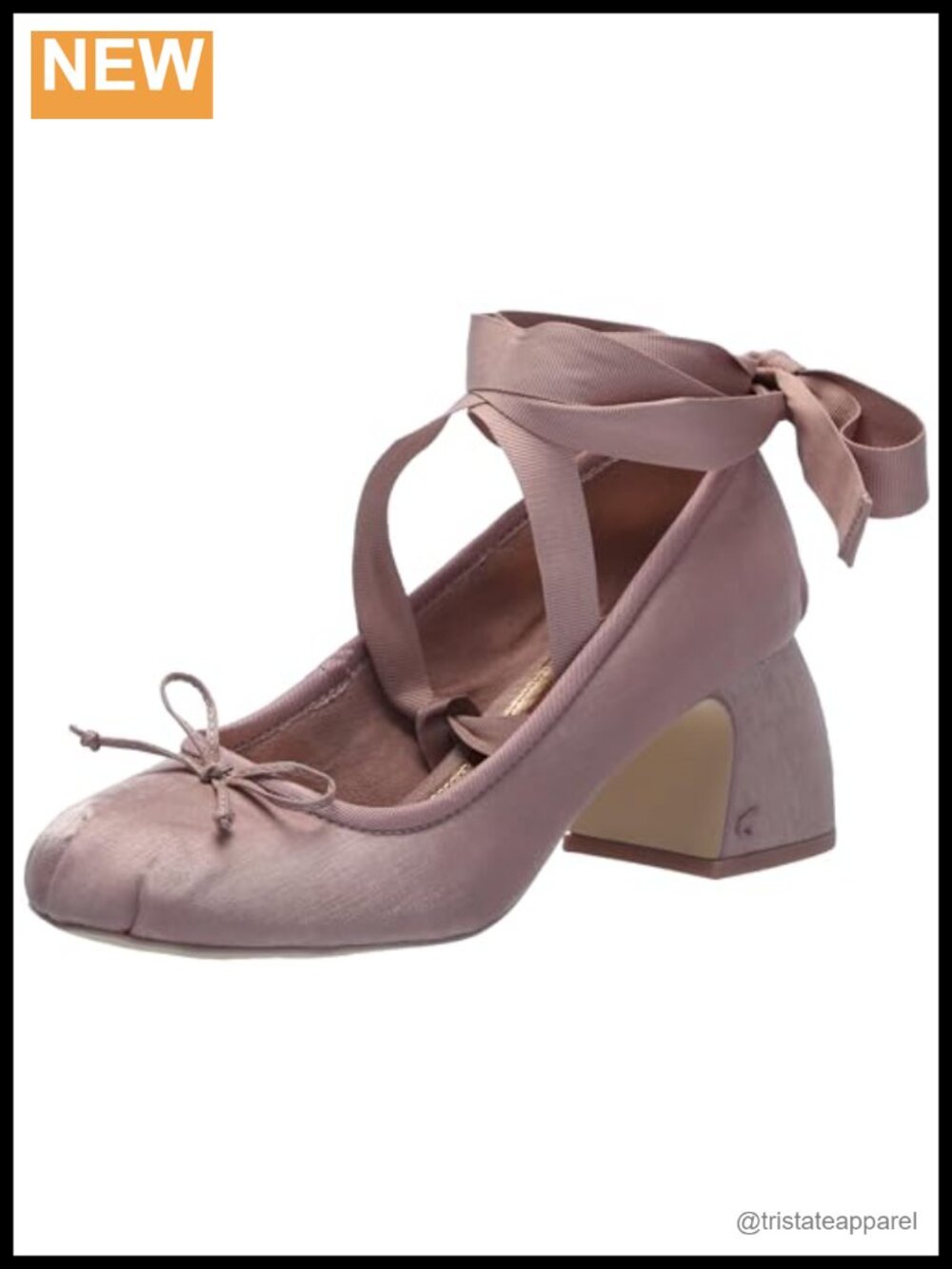 Lace-Up Block Heel Ballet Pumps with Removable Ankle Wrap